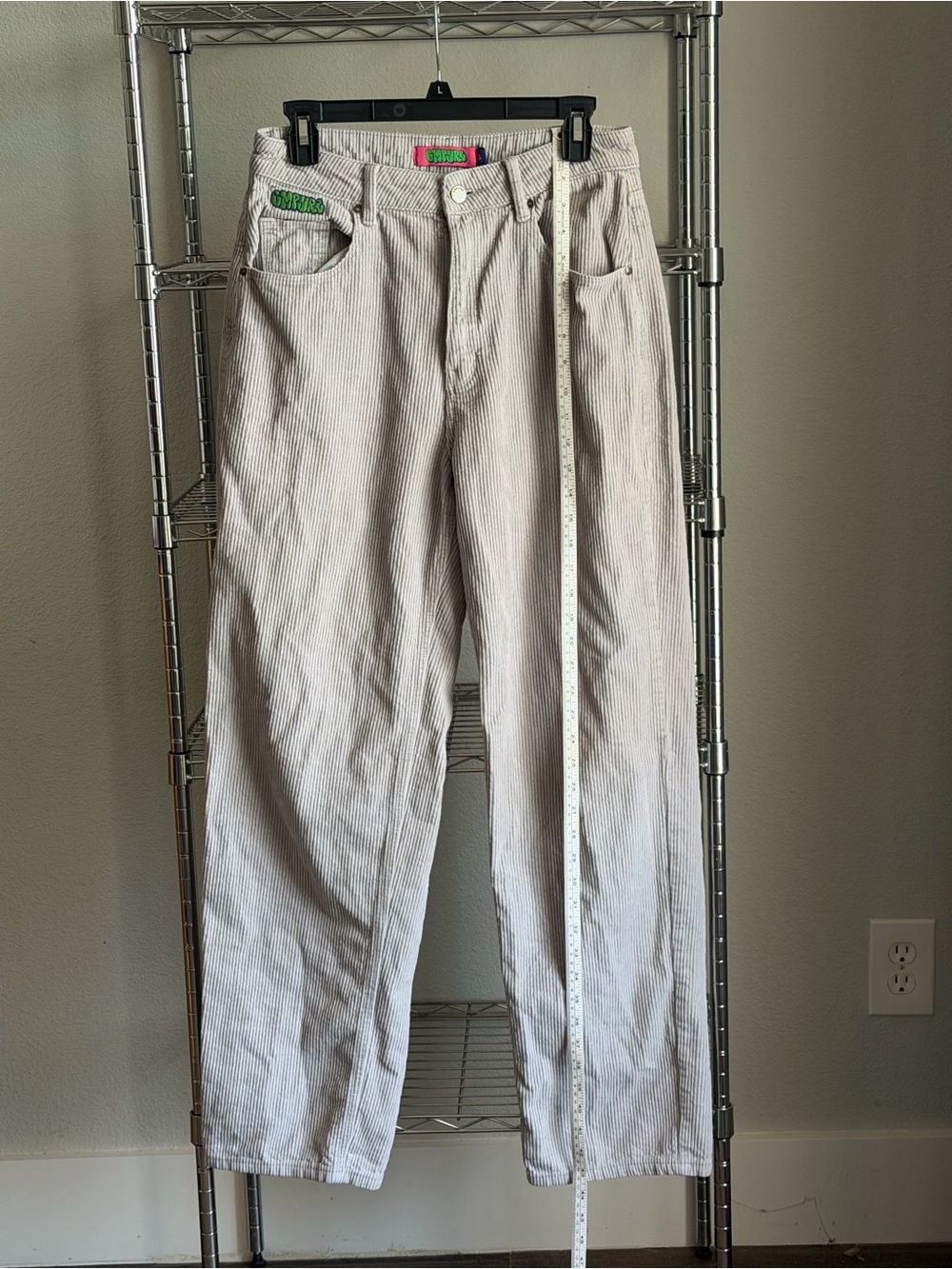 Empyre Wide Leg Corduroy Pants in Light Gray
